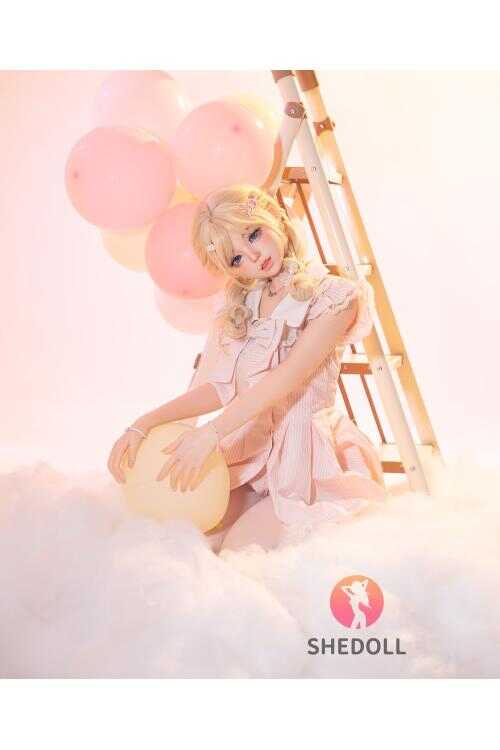 SHEDOLL 東笙（トウショウ）152cm｜Aカップ清楚系 · 淡桜リボンドレス｜綿肌軽量ボディ｜雲上の同棲人形